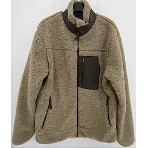 Stand Collar Patchwork Pocket Faux Fur Reversible Jacket