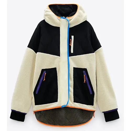 Casual Sports Style Patchwork Faux Fur Jacket