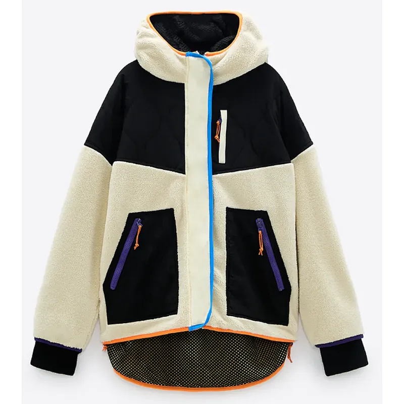 Casual Sports Style Patchwork Faux Fur Jacket