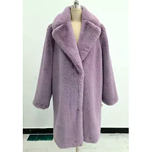 Heavy Faux Rabbit Fur Women Mid-length Coat