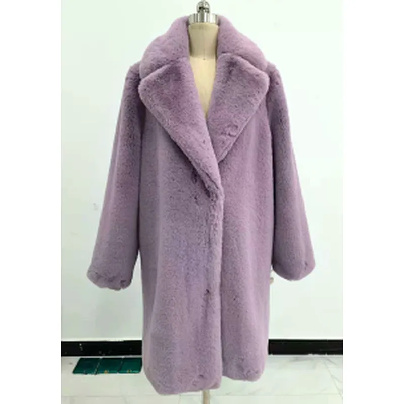 Heavy Faux Rabbit Fur Women Mid-length Coat