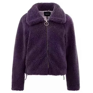 Brief Design Faux Sherpa Fleece Jacket