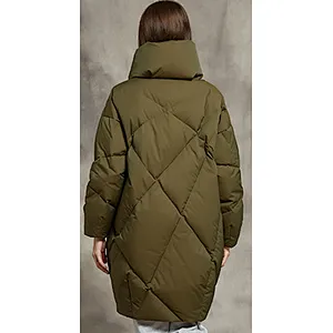 Army Green Quilted Women Padded Puffer Coat