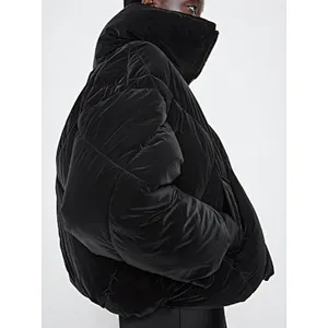 Stand Collar Short Puffers Women Padded Jacket