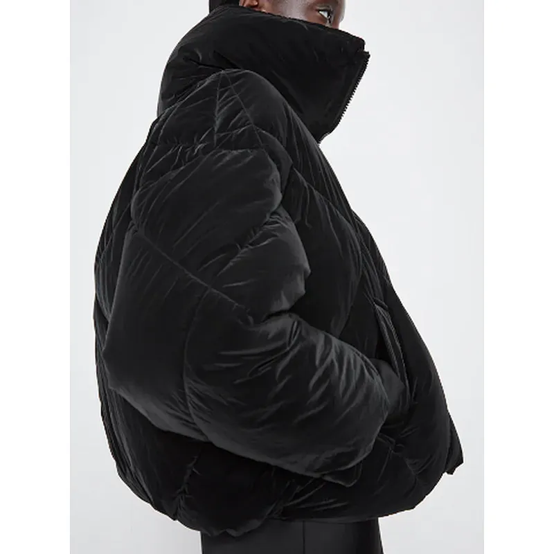 Stand Collar Short Puffers Women Padded Jacket