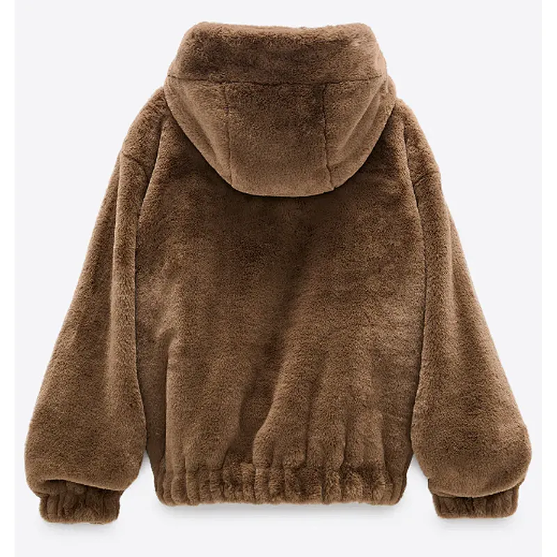 Hooded Women Faux Fur Jacket