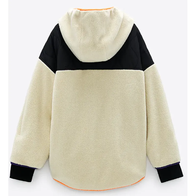 Casual Sports Style Patchwork Faux Fur Jacket