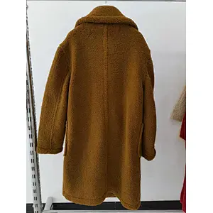 Caramel Color Mid-length Faux Fur Sherpa Women Coat