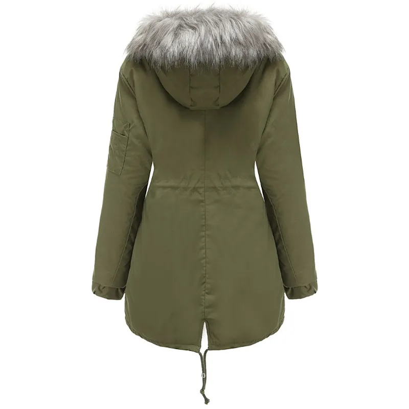 Fleece Lining Winter Women Hooded Coat with Fur