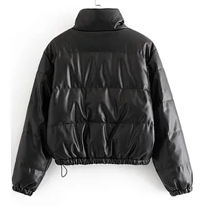 Casual PU Padded Jacket with drawstring