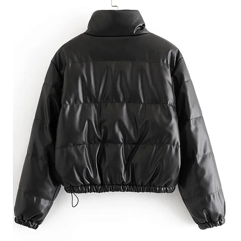Casual PU Padded Jacket with drawstring