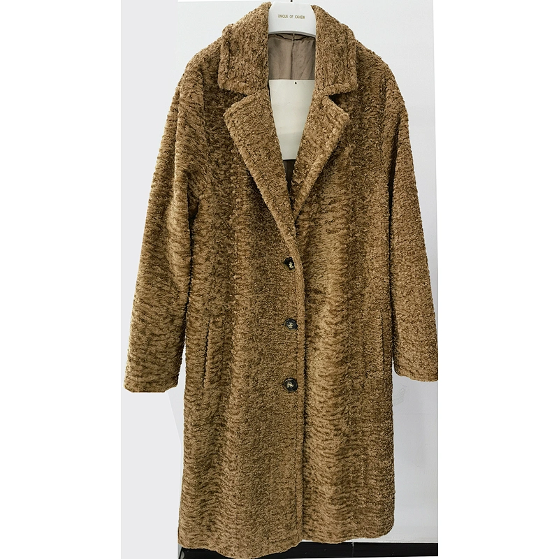 Mid-length Ripple Women Faux Fur Coat