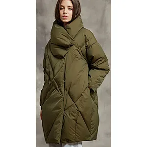 Army Green Quilted Women Padded Puffer Coat