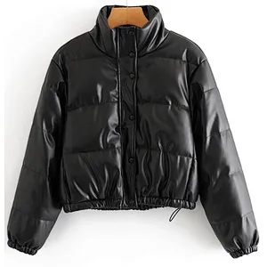 Casual PU Padded Jacket with drawstring