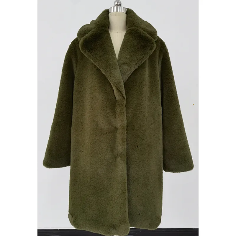 Heavy Faux Rabbit Fur Women Mid-length Coat
