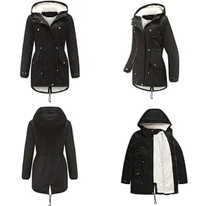 Fleece Lining Hooded Padded Coat with drawstring