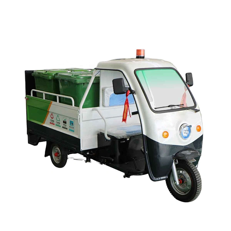 electric tricycle with 4 garbage cans three wheeler semi closed truck