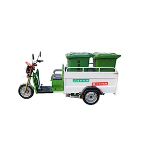 environmental protection small garbage truck with two trash cans trike electric sanitation tricycle