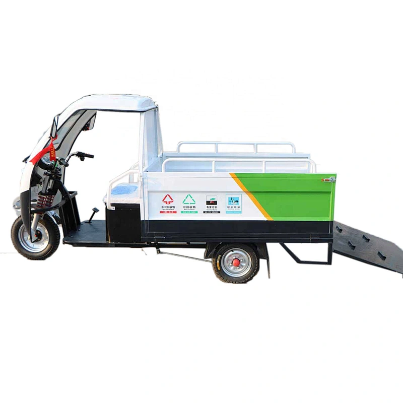 electric tricycle with 4 garbage cans three wheeler semi closed truck