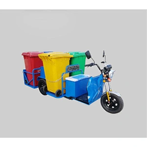 small electric Sanitation tricycle cargo truck 4 garbage cans