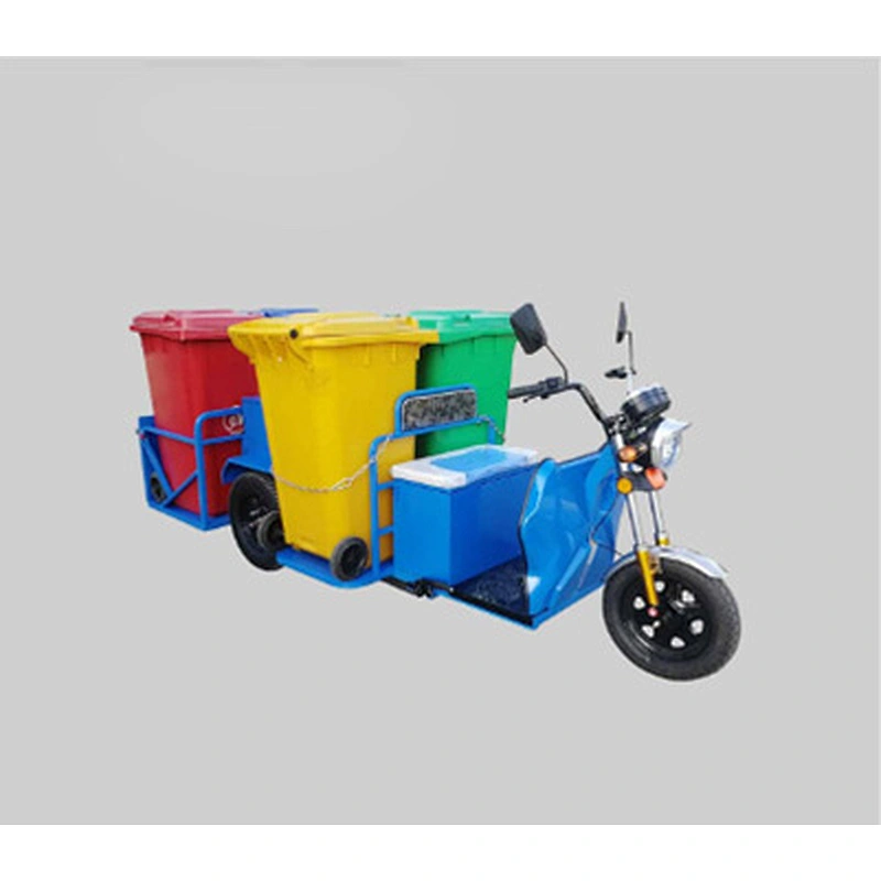 small electric Sanitation tricycle cargo truck 4 garbage cans