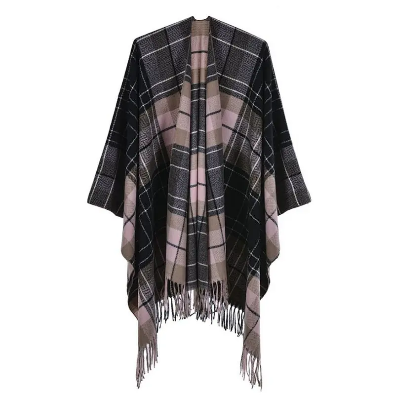 check ladies poncho