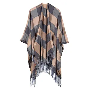 check ladies poncho
