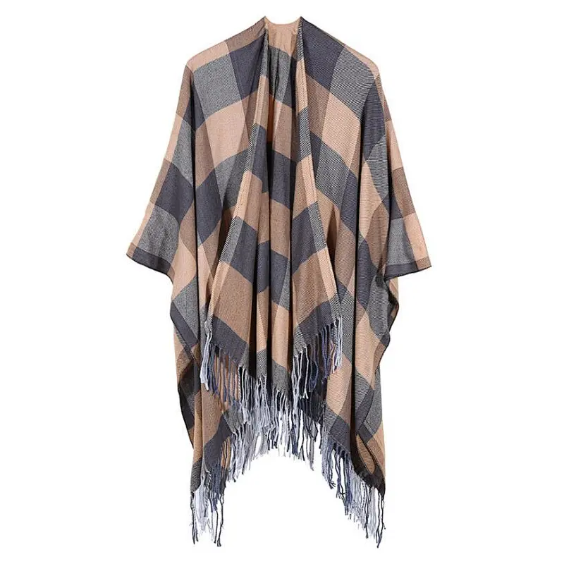 check ladies poncho