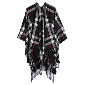 check ladies poncho