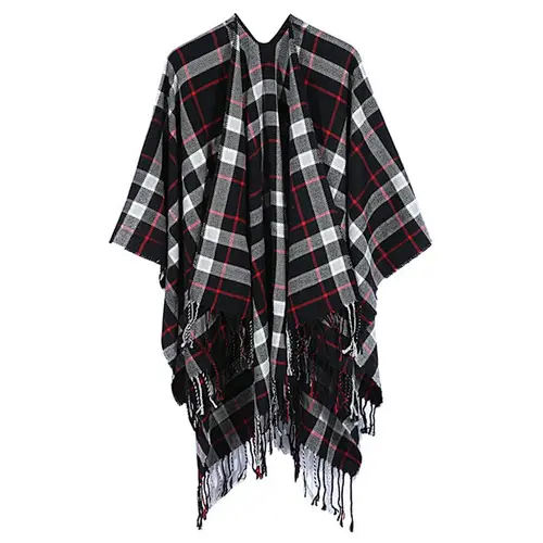 check ladies poncho
