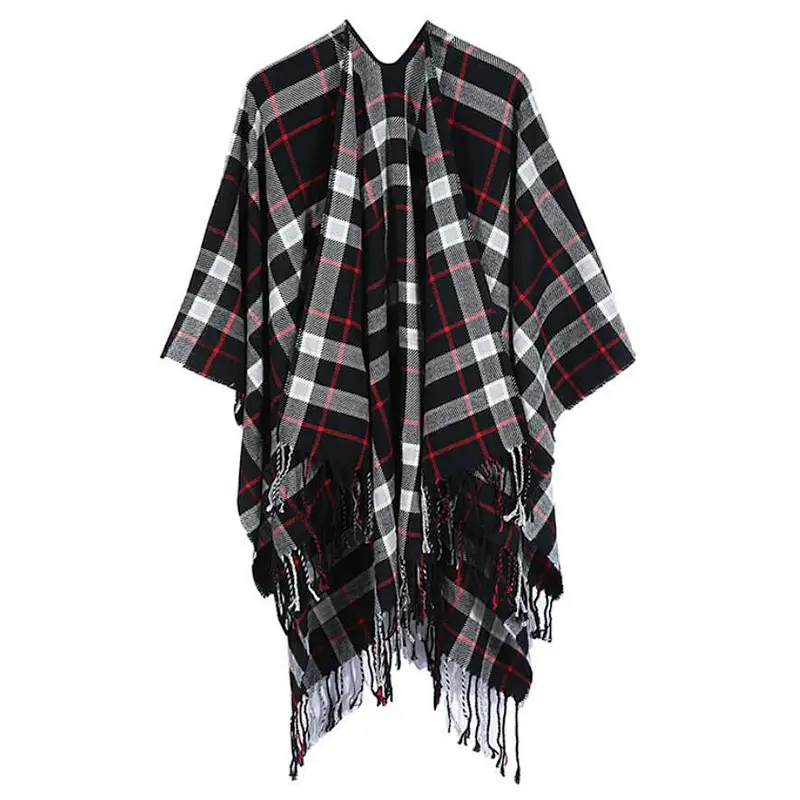 check ladies poncho