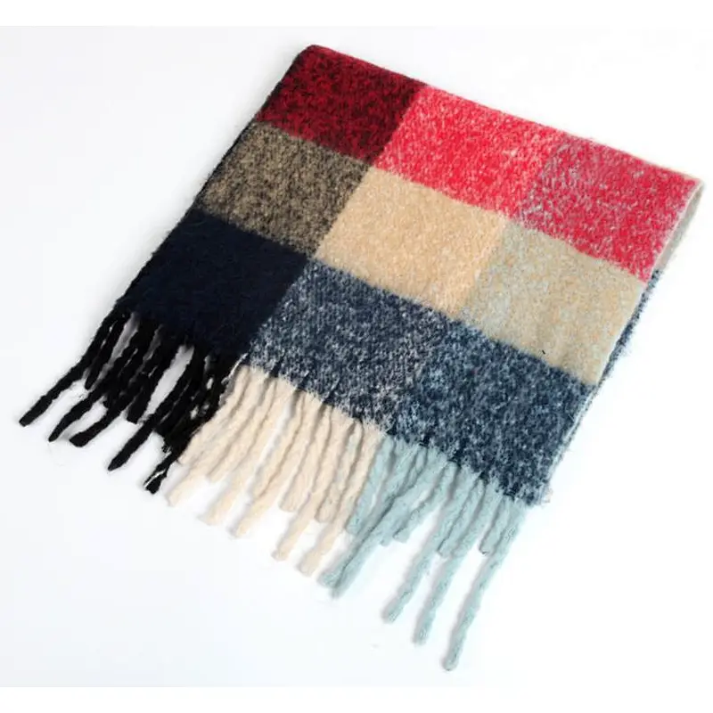 rainbow colors check scarf