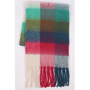 rainbow colors check scarf