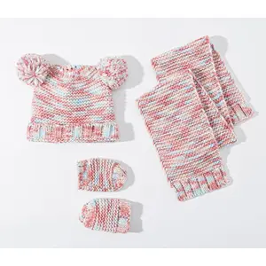 pink kids 3pk beanie scarf glove