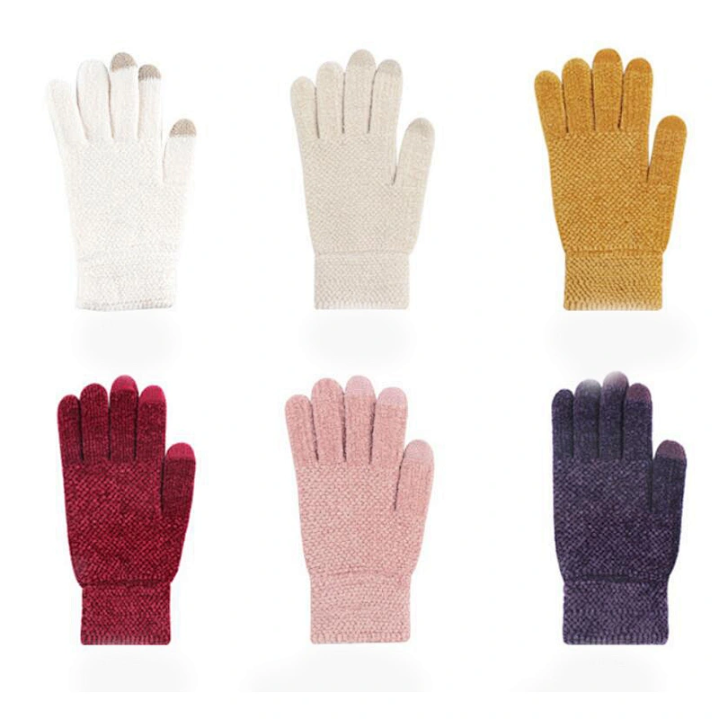 knit gloves chenille touch screen