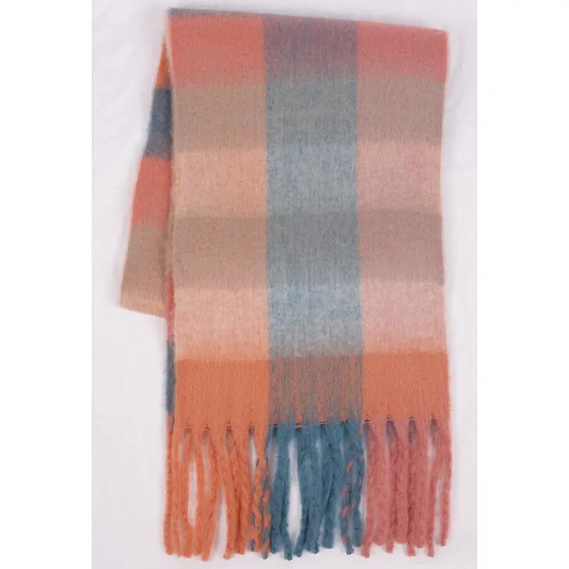 rainbow colors check scarf