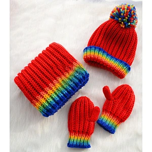 rainbow kids 3pk beanie scarf glove