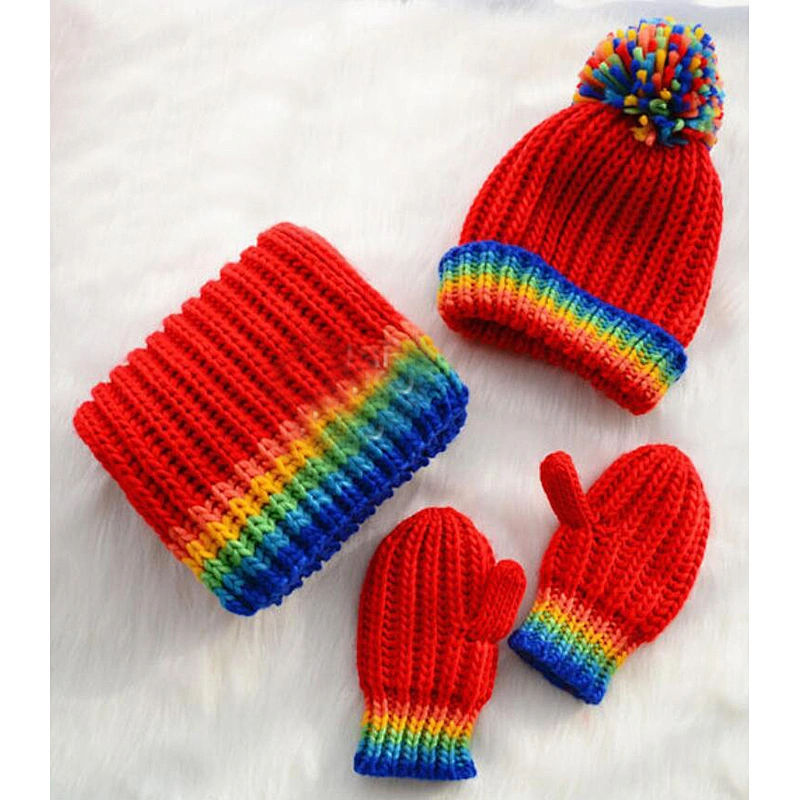 rainbow kids 3pk beanie scarf glove