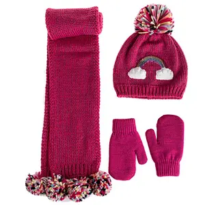 rainbow kids 3pk beanie scarf glove