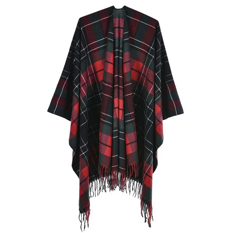 check ladies poncho