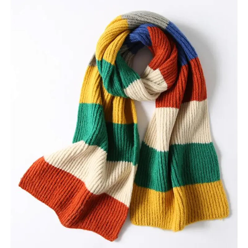 knit rainbow colors ladies scarf