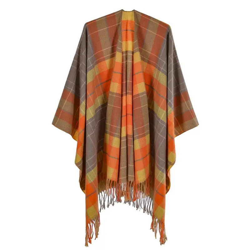 check ladies poncho