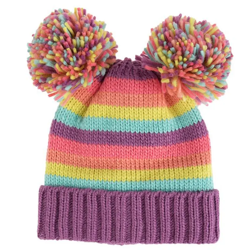 rainbow kids beanie