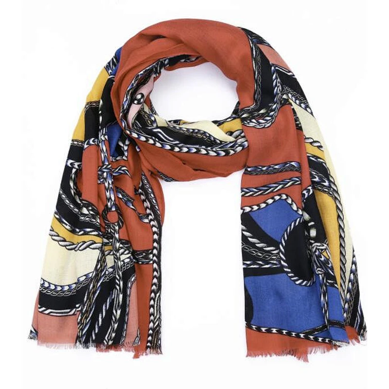 chain print ladies fashion scarf