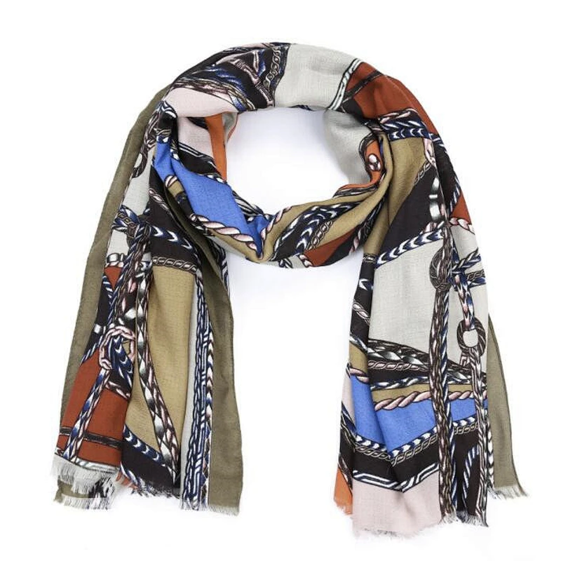 chain print ladies fashion scarf