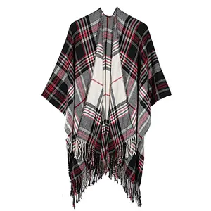 check ladies poncho