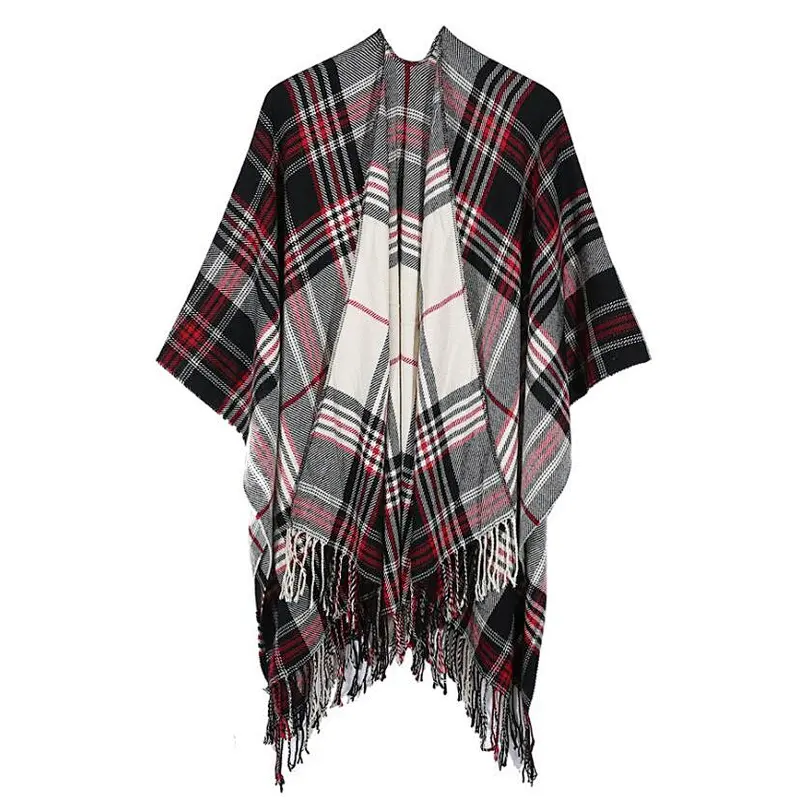 check ladies poncho