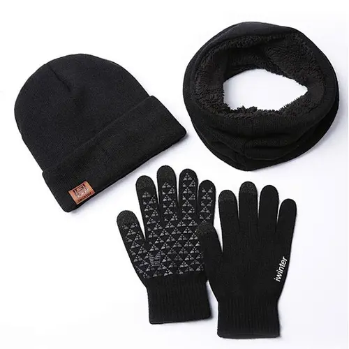 knit sports 3pk beanie snood glove