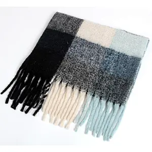 rainbow colors check scarf
