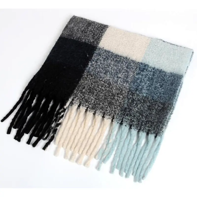 rainbow colors check scarf